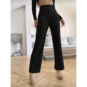Shein Essnce Black High Rise Wide Leg Trousers Dress Pants Medium High Waist